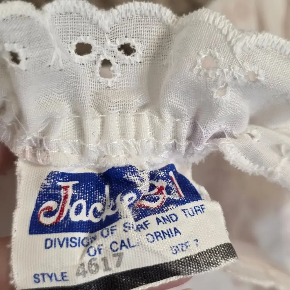 Vintage Girls Floral Prairie Midi Dress Eyelet Cottagecore Lavender Lace Size 7